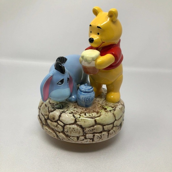 Winnie The Pooh Eeyore Schmid Ceramic Figure With Music Box Vintage Disney Works - Picture 3 of 12